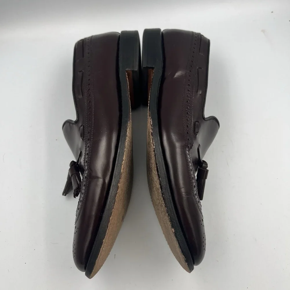 Allen Edmonds 8587 Manchester Wingtip Burgundy Leather Tassel Loafers USA 11D